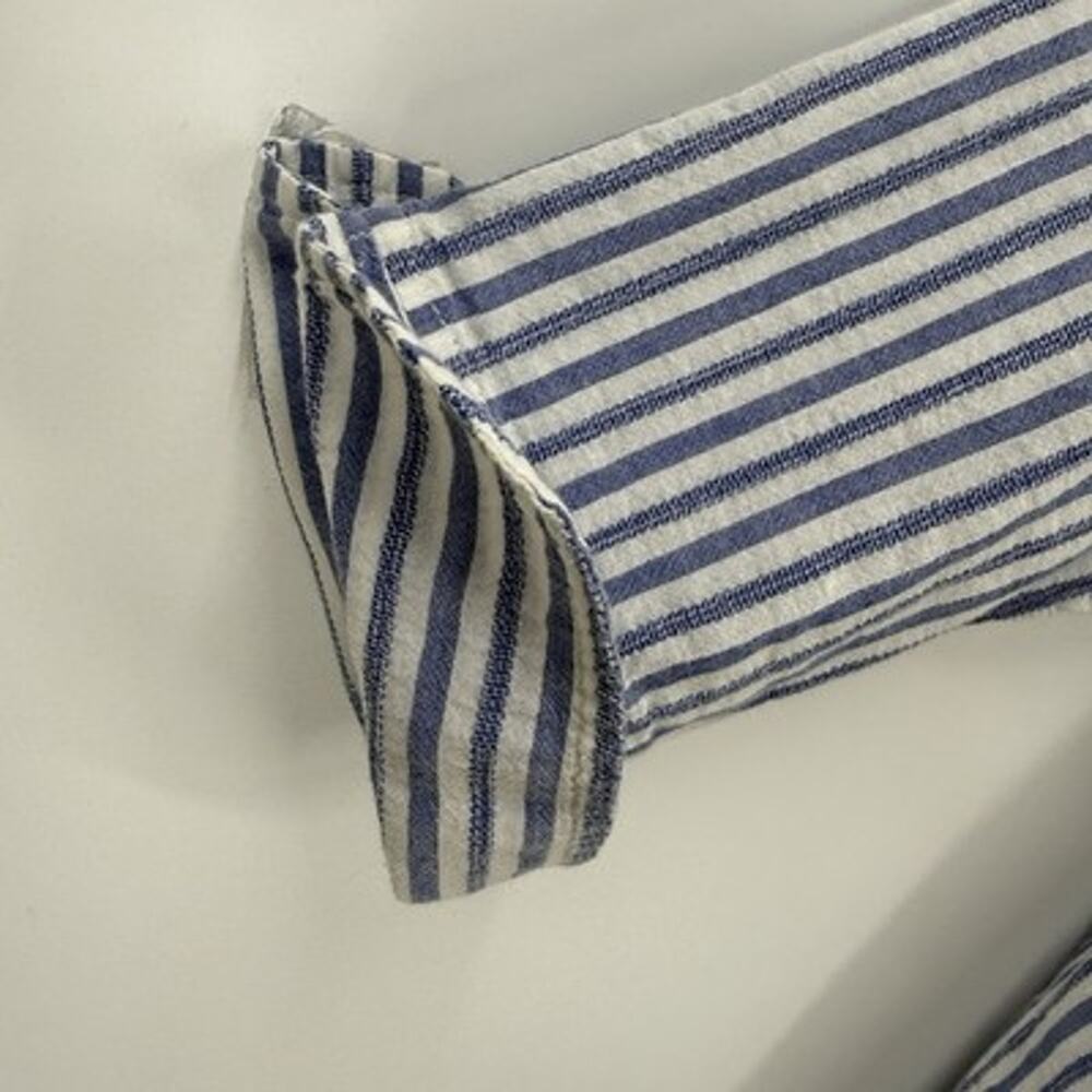 Habitat Clothes Textured Cotton Button Up Tunic XL Blue Striped Long Sleeve - Picture 6 of 12